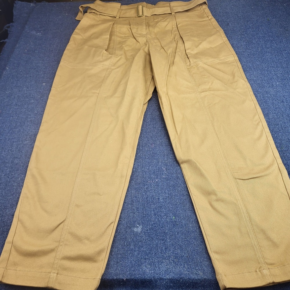 Banana Republic Womens 14 High-Rise Tapered Belted Pants Camel Tan NWT